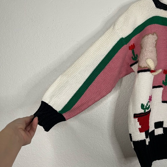 Vintage BEREK Hand Knit Teddy Bear and Cat knitted sweater Unique Rare - Picture 5 of 10